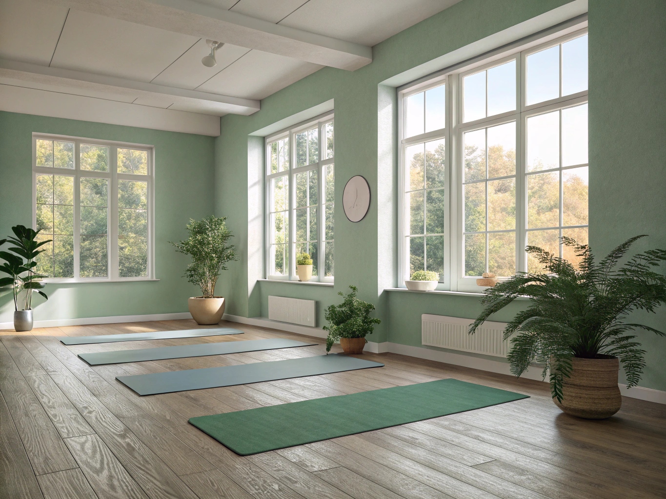 Lugnt yogarum med naturligt ljus